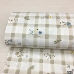 Floral Check %100 Pamuk Nevresimlik Poplin Kumaş - Görsel 4