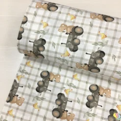 Traktörlü Sevimli Ayı Nevresimlik Poplin Kumaş - Görsel 2
